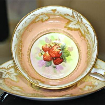 Lot 110  
Royal Chelsea England Tea Cup and Saucer Signed by Artist