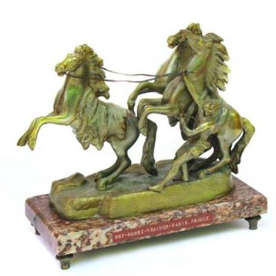 Lot 008 
Antique Bronze Group of Horses and Trainer