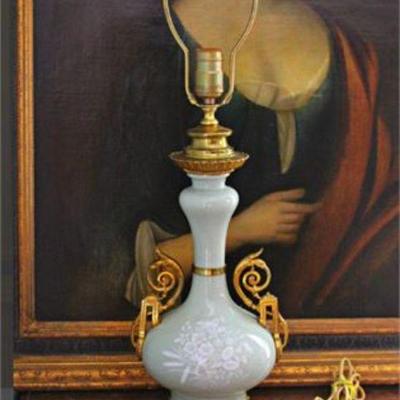Lot 100  
Antique French PÃ¢te-Sur-PÃ¢te Ormolu Mounted Celadon Vase as a Lamp