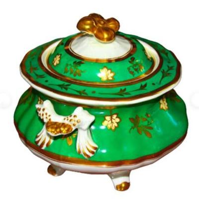 Lot 026  
Antique French Tureen with Frog Like Handles Ca 19th