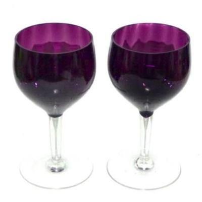 Lot 010  
French Optic Wine Goblets Purple Color