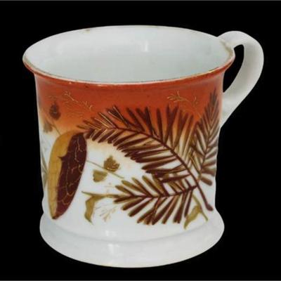 Lot 093   
Antique Shaving Mug with Hand Painted with Pine Branch with Cone