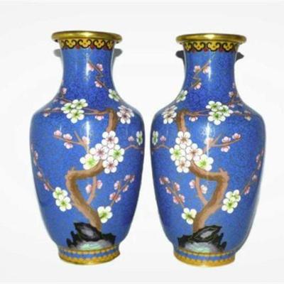 Lot 013   
Chinese Cloisonne Enameled Vases