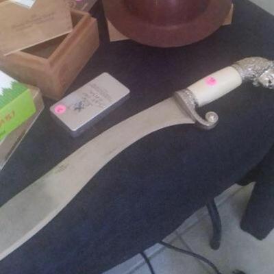 Sword, vintage helmet