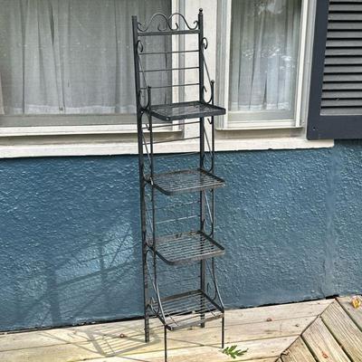 OUTDOOR PLANTER SHELF | 4-level outdoor metal shelving unit perfect for holding plants. - l. 11.5 x w. 10 x h. 58.25 in 