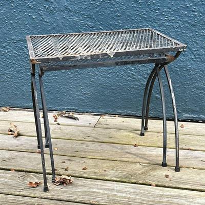 (2PC) PAIR OUTDOOR NESTING TABLES | Pair of grate outdoor nesting tables. - l. 20 x w. 14 x h. 19 in (larger) 