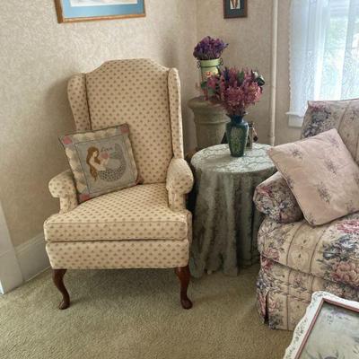 Patterned Upholstered Arm Chair