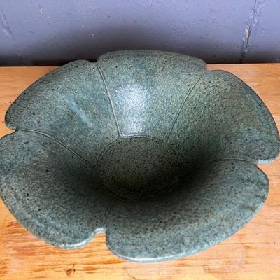 Studio Pottery Green Flower Form Bowl