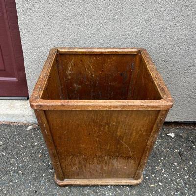 Square Vintage Stickley Wood Wastebasket