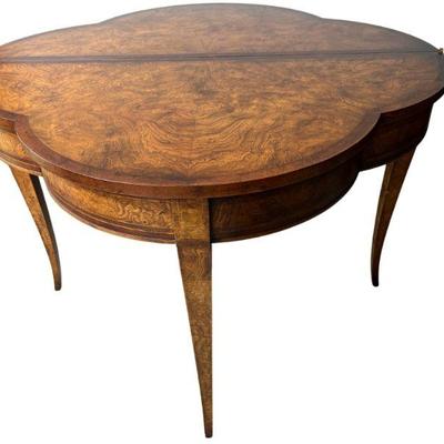 Antique Quatrefoil Table w/ Burlwood Top
