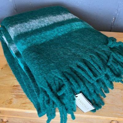 Amicale Alpaca, Wool, Mohair Blend Throw Blanket In Green - Retail $150