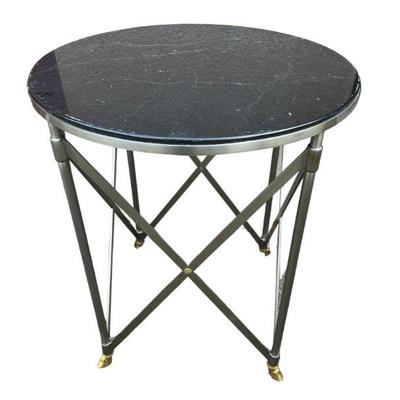 Neoclassical Gueridon Black Marble Top Table