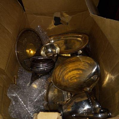 Box of antique silver plate $15.00