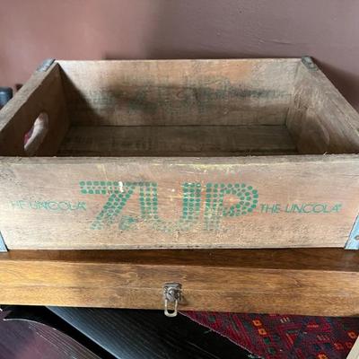 vintage wooden 7UP case