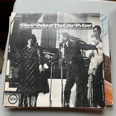 Lots of vintage vinyl LP records--rock, jazz, classical, including Beatles, Bob Dylan, Beach Boys, Temptations, Diana Ross, Coltrane,...