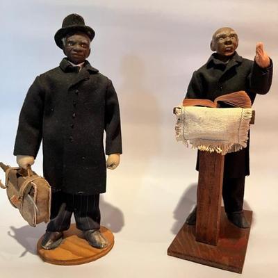 Vintage African-American professional dolls, preacher and doctor