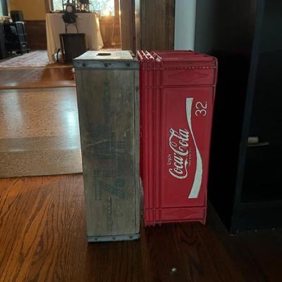 vintage 7UP and Coke crates