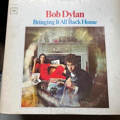 Lots of vintage vinyl LP records--rock, jazz, classical, including Beatles, Bob Dylan, Beach Boys, Temptations, Diana Ross, Coltrane,...