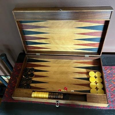 a very nice backgammon set in wooden case