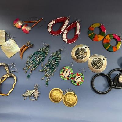Vintage costume jewelry, many pieces from India, Africa, Mexico, as well as Native American and Alaskan pieces, tons of necklaces,...