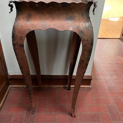 outsider art table made from reclaimed metal