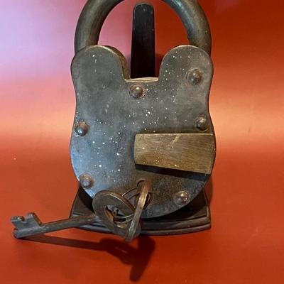 19th century iron padlock with keys, and it works!