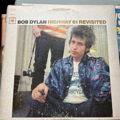 Lots of vintage vinyl LP records--rock, jazz, classical, including Beatles, Bob Dylan, Beach Boys, Temptations, Diana Ross, Coltrane,...