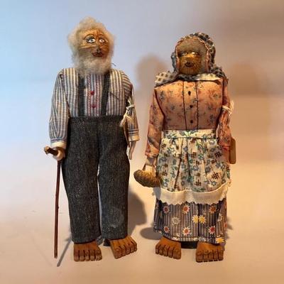 pair of handmade hickory nut dolls from the Ozark's