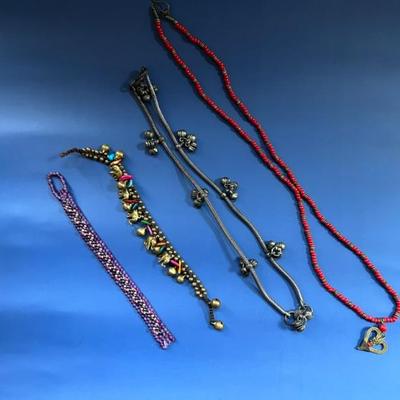 Vintage costume jewelry, many pieces from India, Africa, Mexico, as well as Native American and Alaskan pieces, tons of necklaces,...