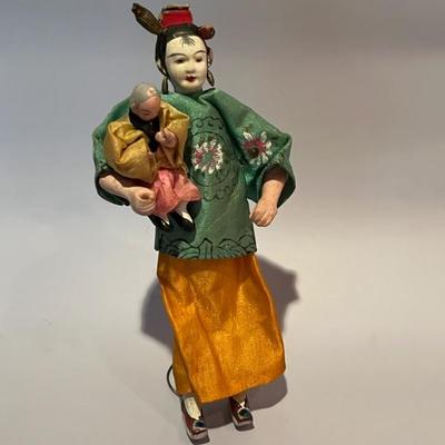 vintage Chinese doll, Amah with a baby