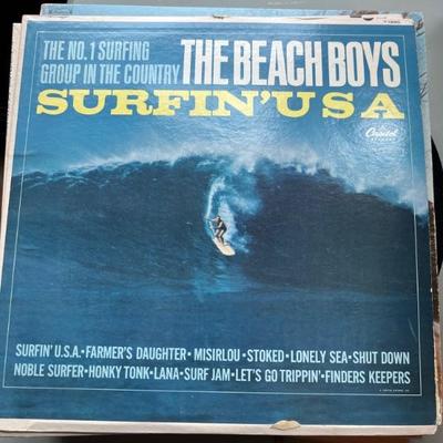 Lots of vintage vinyl LP records--rock, jazz, classical, including Beatles, Bob Dylan, Beach Boys, Temptations, Diana Ross, Coltrane,...