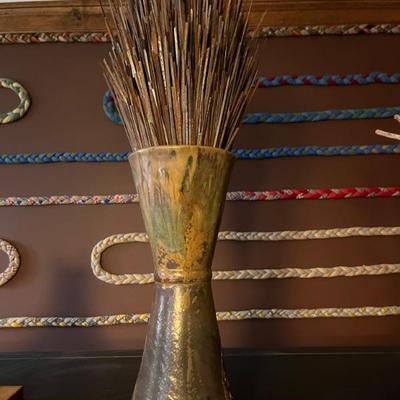 reclaimed metal bristles from City of Chicago street cleaning machines in a handmade ceramic vase