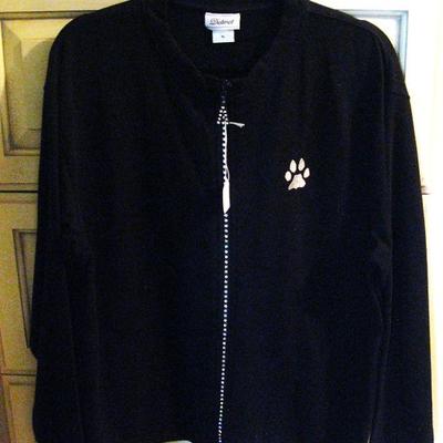 Ladies Jacket with Rhinestone Zipper and Dog Paw