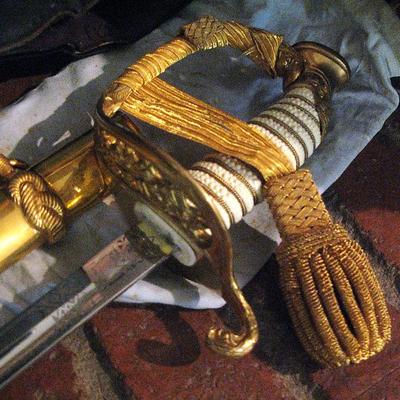 Vintage US Naval Officers Dress Sword & Leather Case