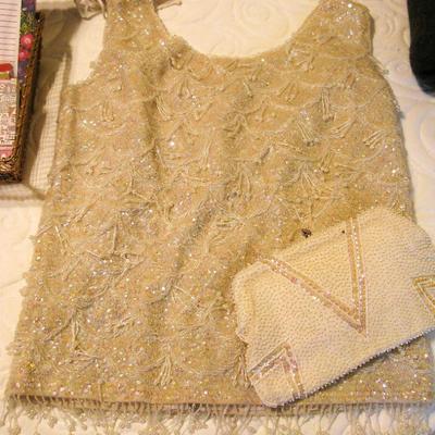 Vintage Hand Beaded Fringe Sleeveless Top