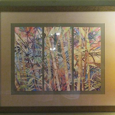 Signed and Numbered Large Bamboo Framed Art