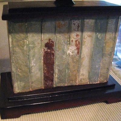 Real slate with mahogany Wood detail Lamp