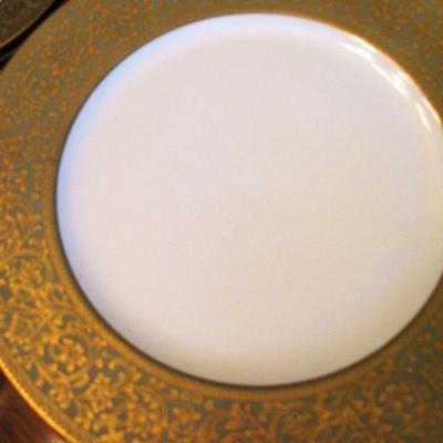 Versailles by Sango Green Band With Gold Filigree Dishes Set