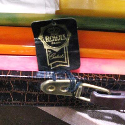 Vintage Japanese Mah Jong Set Royal Games with Tiles Four Racks Leather Croco Case / New Old Stock