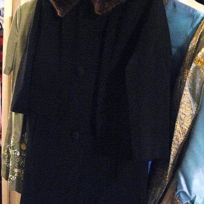 Vintage Mink Collar Coat With Large Black Buttons (Very Cute)