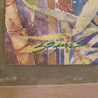 Signed and Numbered Large Bamboo Framed Art