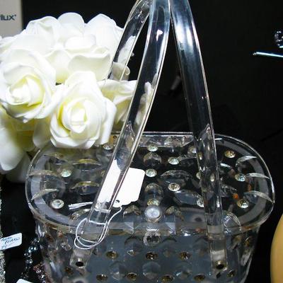 Vintage 50's Clear Rhinestone Lucite Purse
