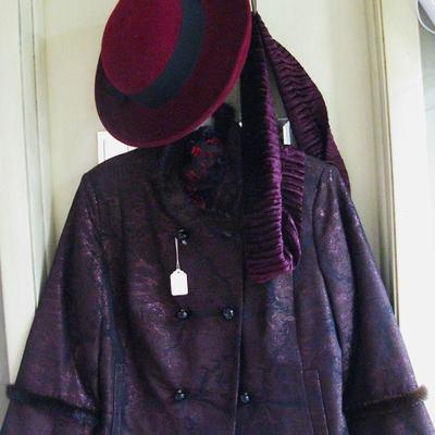 Ladies Brocade Jacket with Mink Fur Collar and Sleeve Accents