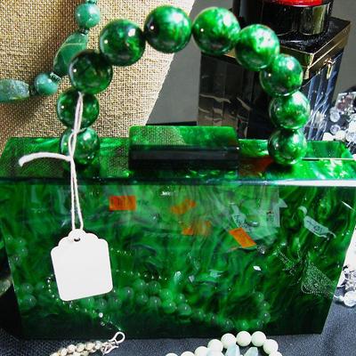 Green Marble Lucite Purse (Very Unique)