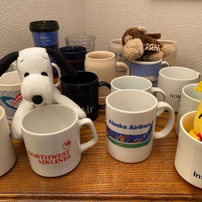 Assortment of Vintage Airway Coffee Mugs 