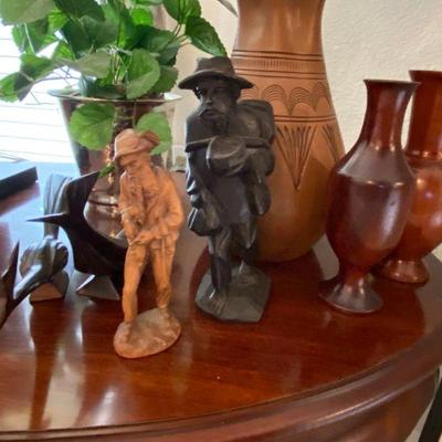 Hand Carved Wooden Figurines, Wooden vases, Road Runners 
