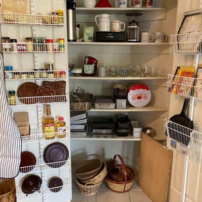 Keurig  Pod Holder, Cuisinart Coffee Grinder, Vintage Collection of Airway Glasses, Cook Pans for cakes and cookies 