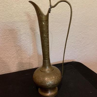 Ornate Brass Pitcher with Cobra Shape Handle
