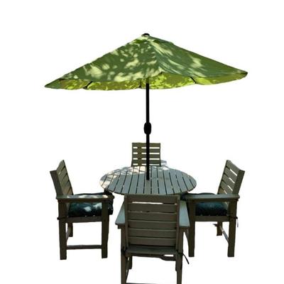 Weather Proof Synthetic Wood Table and 4 Chairs with umbrella