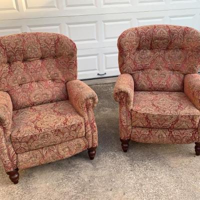 Recliner Chairs 41â€H. 33â€W 23â€ Seat Depth. 18â€H